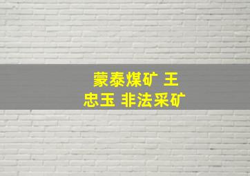 蒙泰煤矿 王忠玉 非法采矿